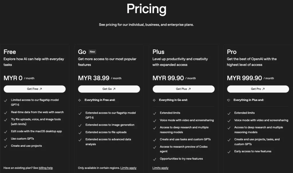chatgpt go pricing