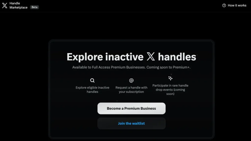 X Lancarkan ‘Marketplace’ Untuk Nama Pengguna Tidak Aktif X.com